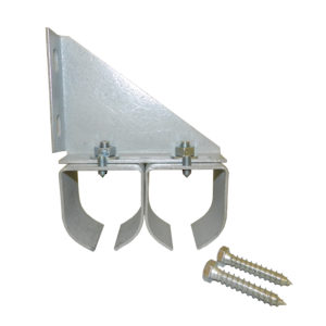 Double Galvanized Steel Round Rail Connection Bracket with Lag Screws for Wall Mounting