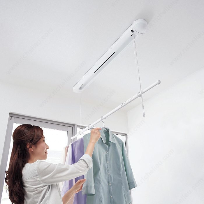 Clothes Drying System Ceiling Mount, Floor To Ceiling Laundry Pole With 3 Hanging Arms