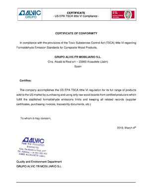 Certification EPA TSCA title VI