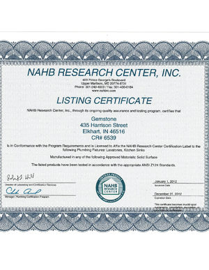 Listing Certificate
